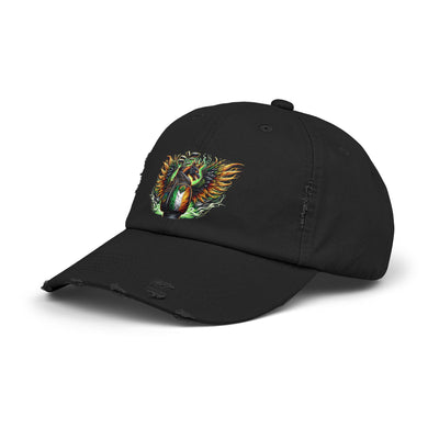 Distressed Golf Cap, Irish Flag Winged Dragon Head Golf Bag Design Hat