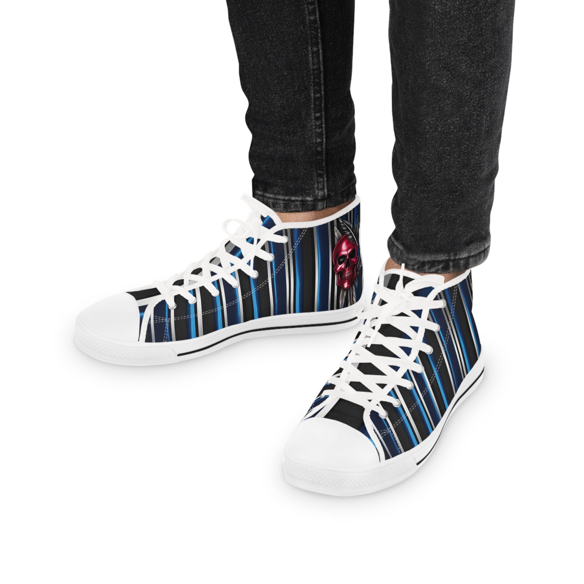 Men's High-Top Sneakers, Vivid Creations Designer Shoes Graphic Skull Design