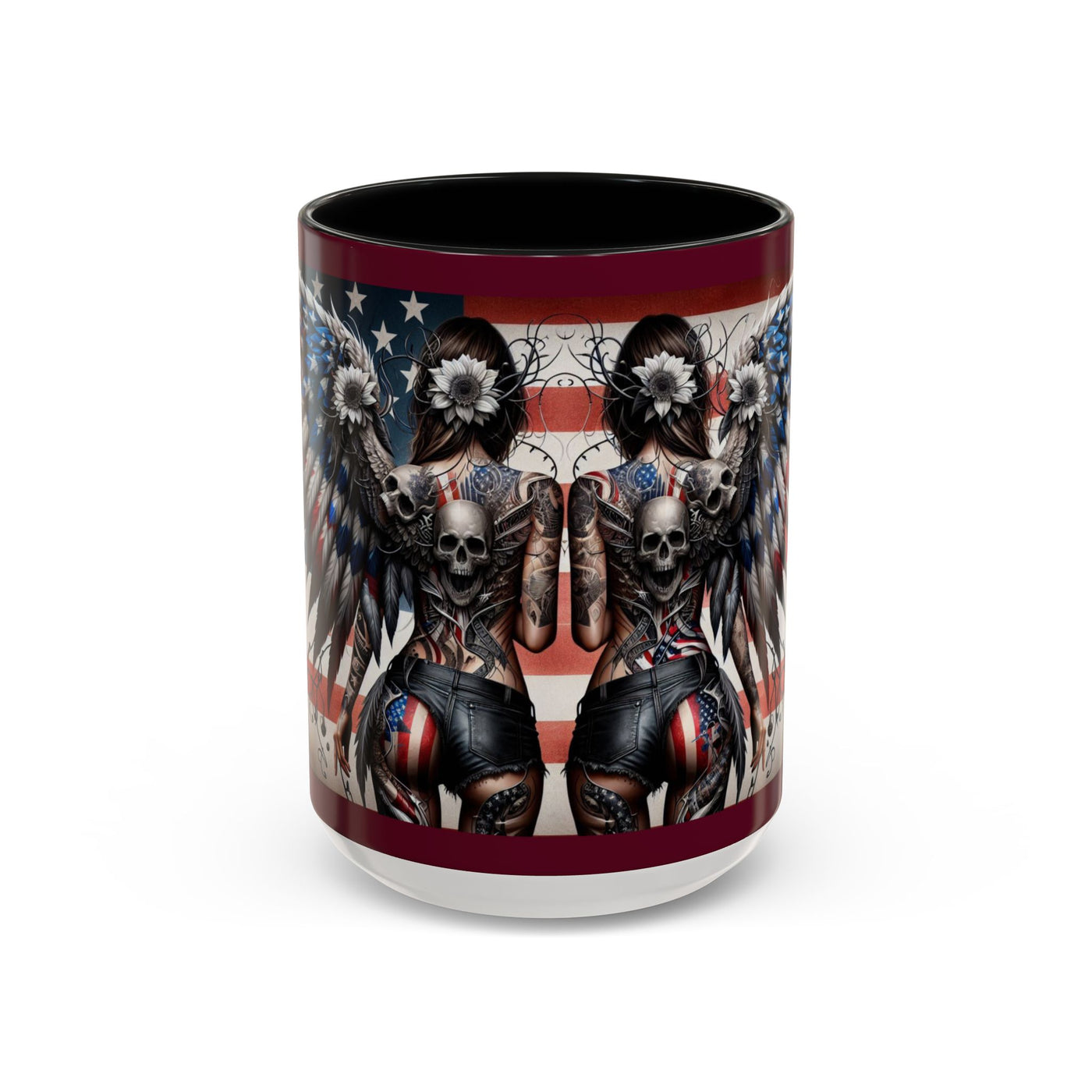 American Flag Coffee Mug (11, 15oz), W/ Winged Silhouettes