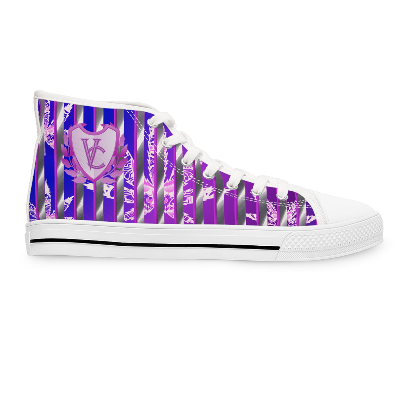 Women's V.C. High Top Sneakers - Stylish Purple Striped Design for Everyday Wear