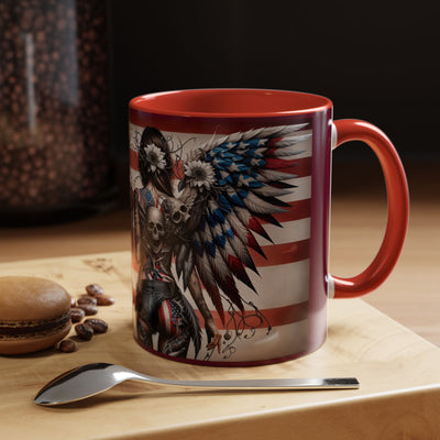 American Flag Coffee Mug (11, 15oz), W/ Winged Silhouettes