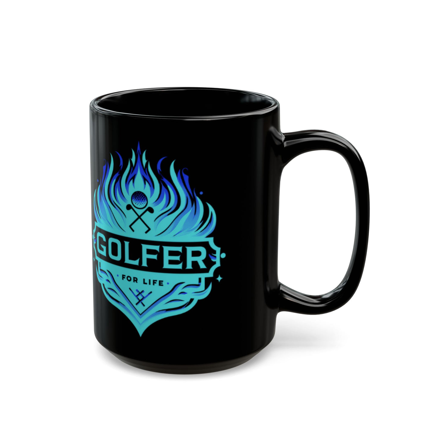 Black Mug, Golfer for Life Coffee Mug (15oz)