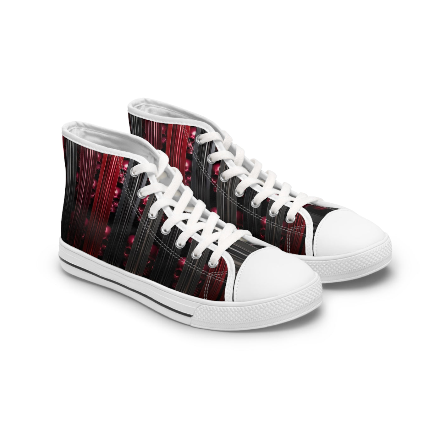 Women's High-Top Sneakers, Vivid Creations Designer Shoes Graphic Skull Design