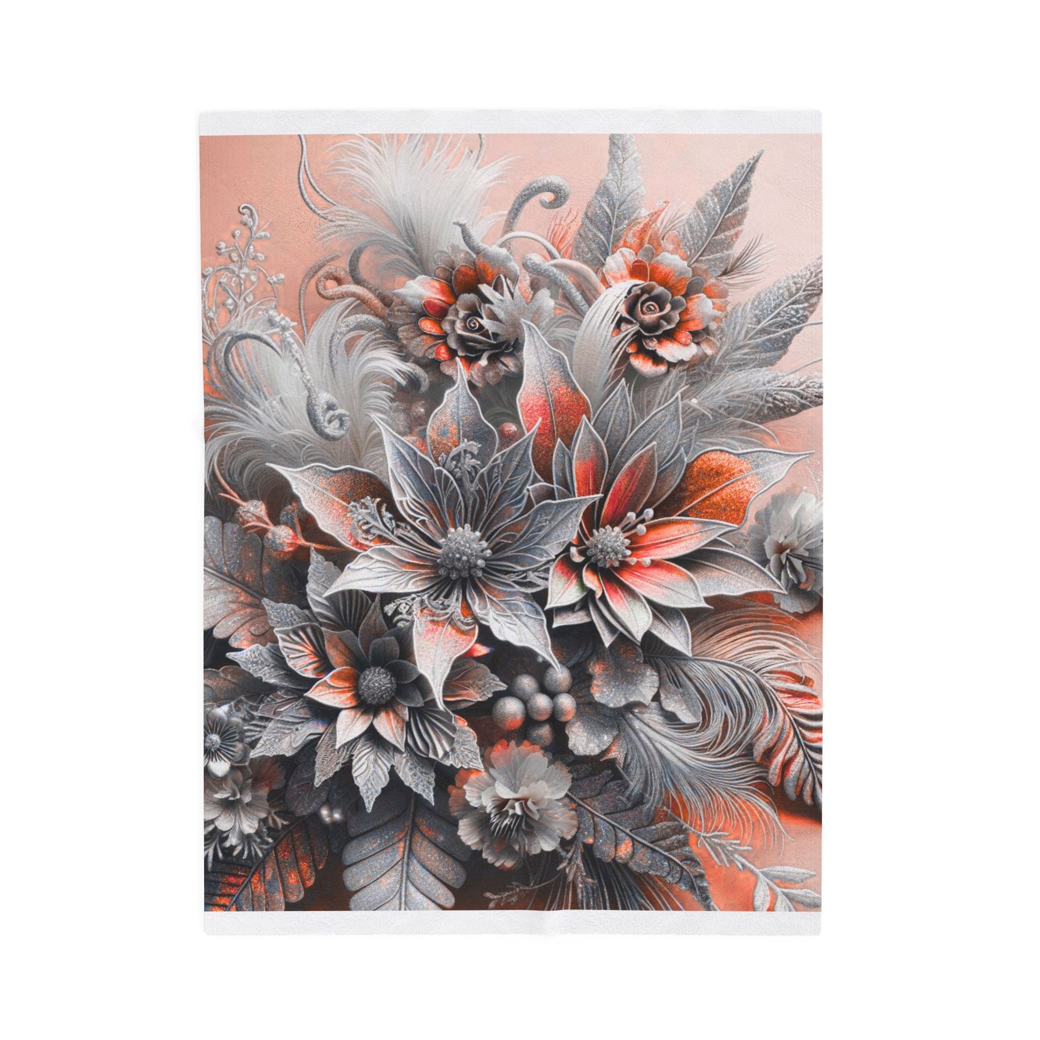 Floral Velveteen Plush Blanket – Cozy Floral Throw for Home Decor