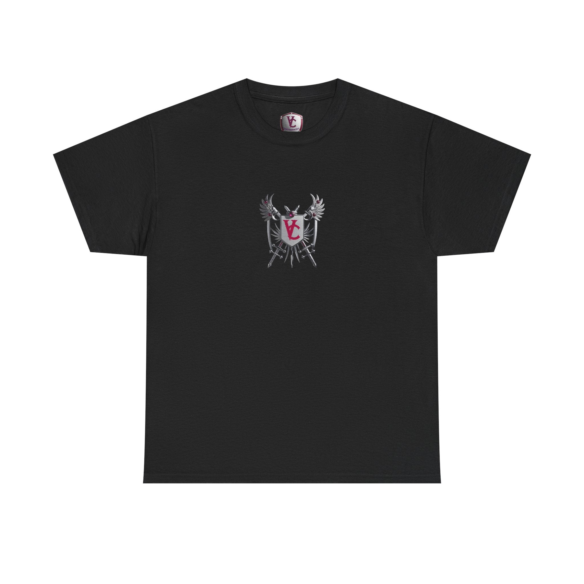 Unisex Heavy Cotton Tee with Shield Design - Bold Streetwear Style
