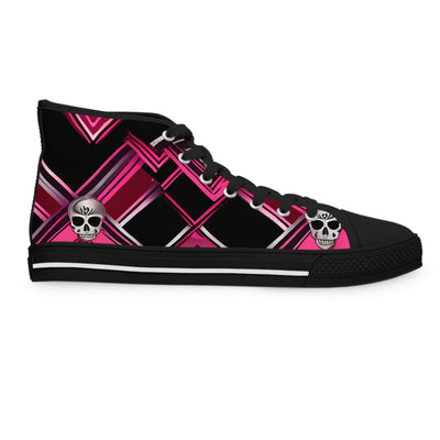 Women's High-Top Sneakers, Vivid Creations Designer Shoes Graphic Skull Design