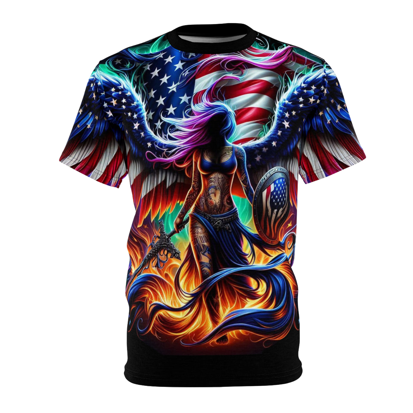 American Flag W/ Winged Female Silhouette T-shirt