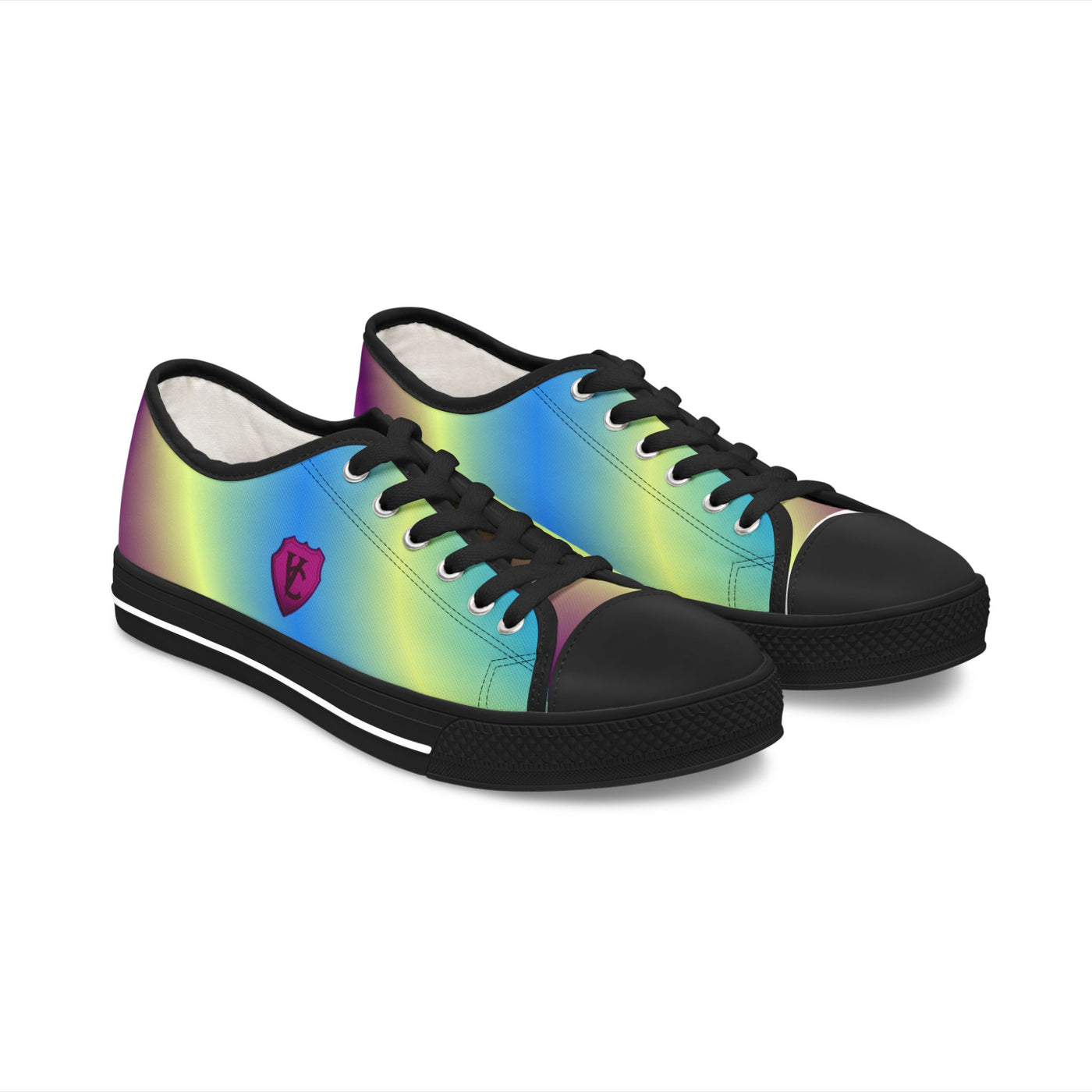 Vibrant Women's Low Top Sneakers - Rainbow Gradient Design