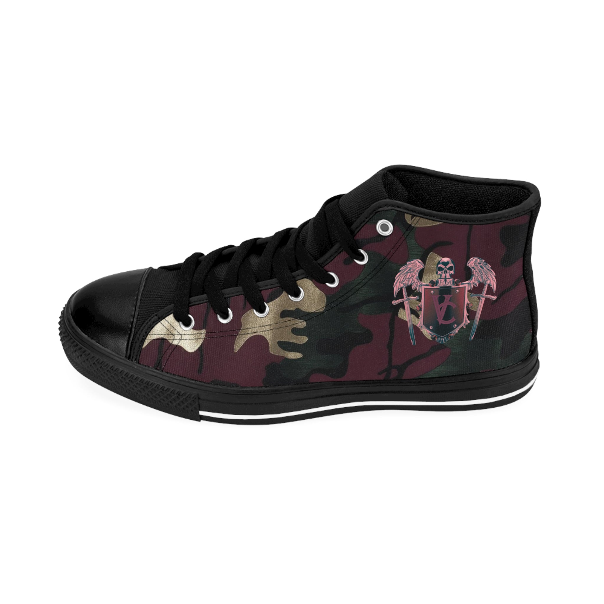 Camo High-Top Sneakers with Stylish Wings Design