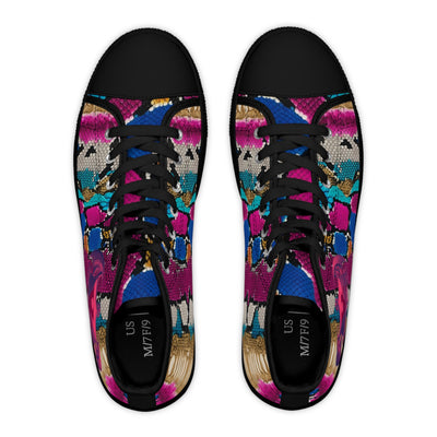 Colorful Woman's High-Top Sneakers - Trendy Snakeskin Patterned Fashion Shoes