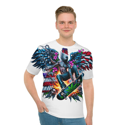 American Flag W/ Winged Male Skateboarding Silhouette T-shirt