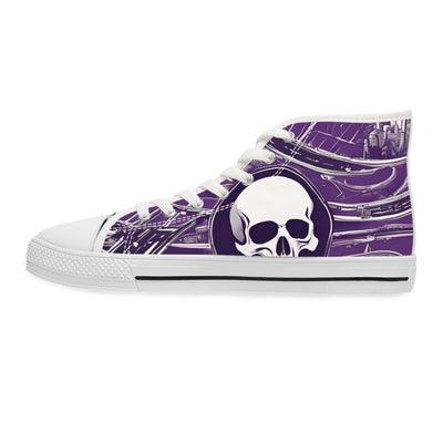 Women's High-Top Sneakers, Vivid Creations Designer Shoes Graphic Skull Design