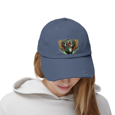 Distressed Golf Cap, Irish Flag Winged Dragon Head Golf Bag Design Hat