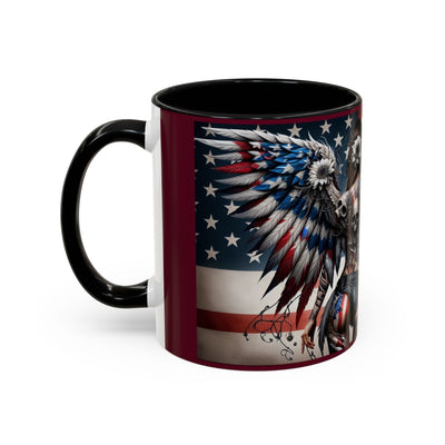 American Flag Coffee Mug (11, 15oz), W/ Winged Silhouettes