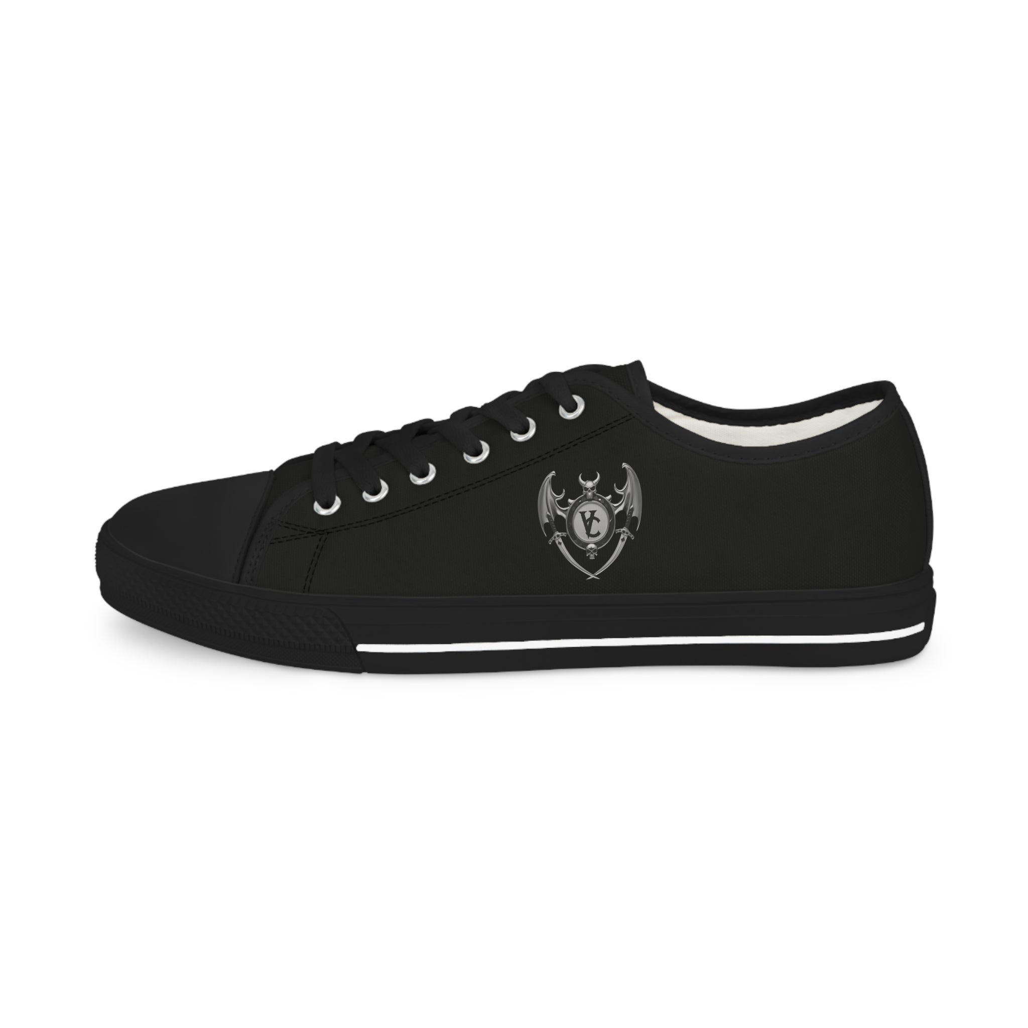 Men's Low Top Sneakers - Casual Black Sneakers with Unique Design