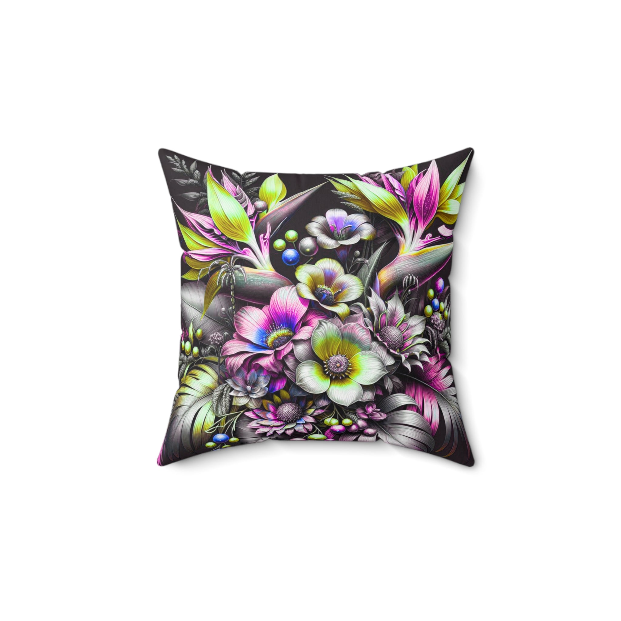 Colorful Floral Patterned Square Pillow for Home Decor
