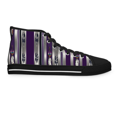 Stylish Women's High Top Sneakers with Unique Striped Design