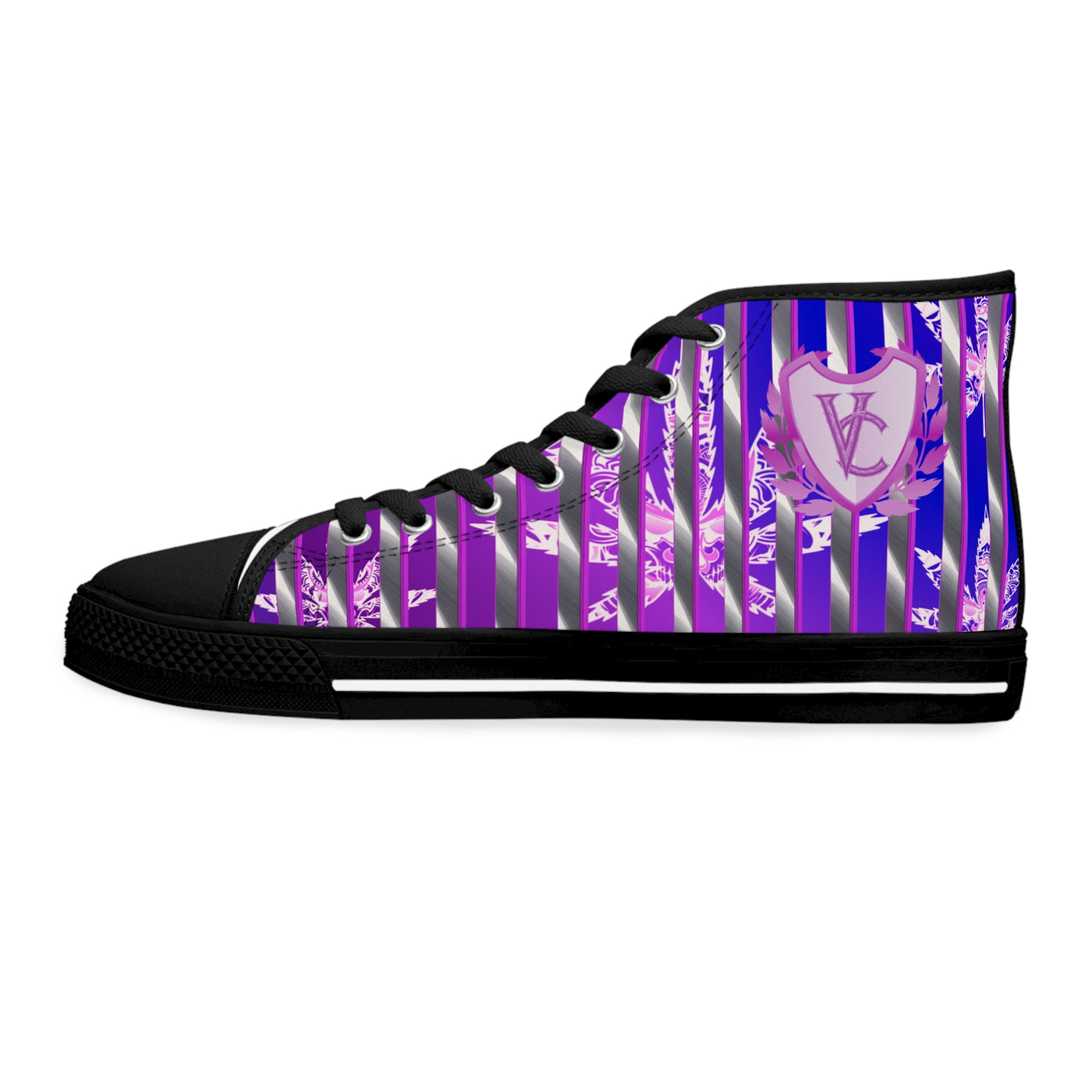 Women's V.C. High Top Sneakers - Stylish Purple Striped Design for Everyday Wear