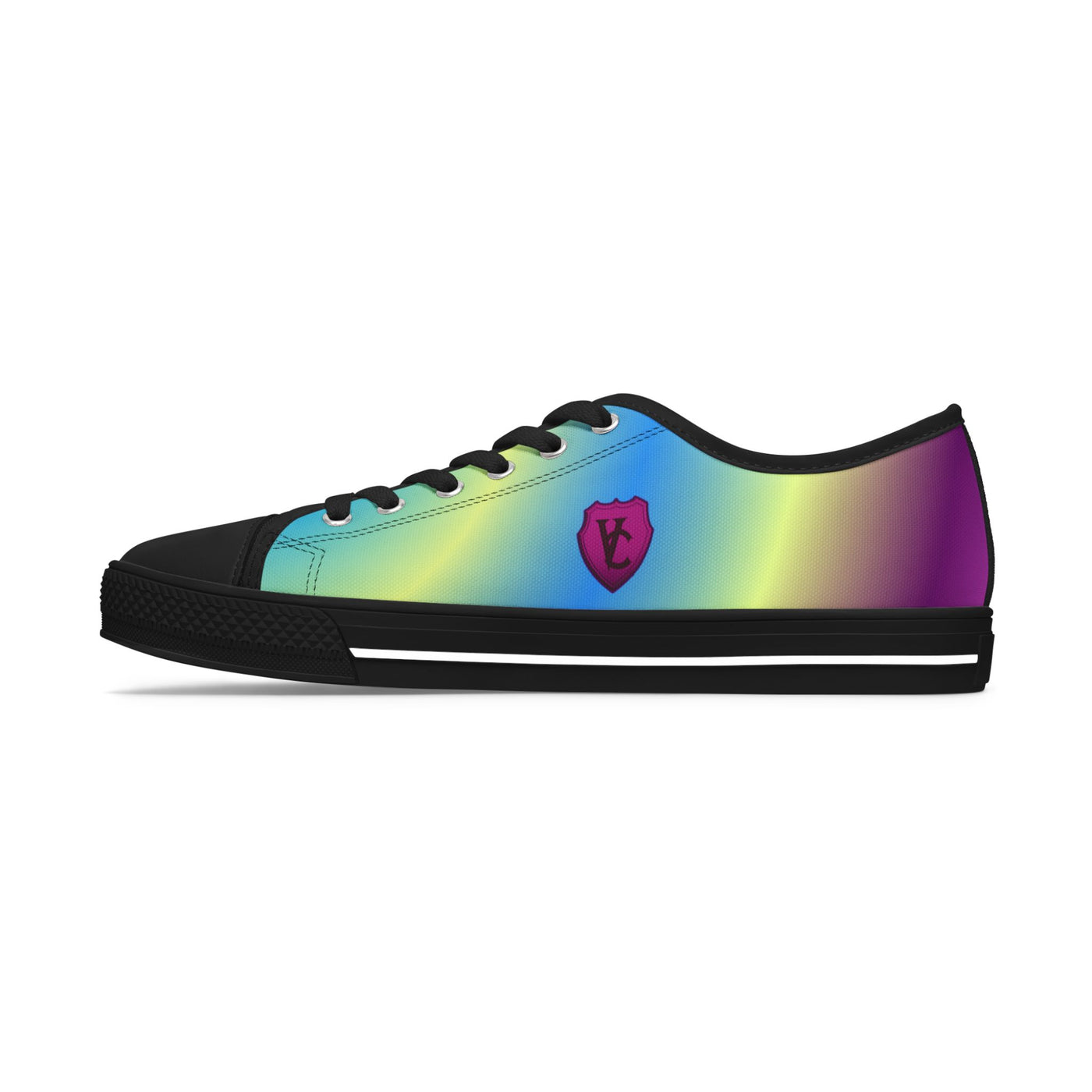 Vibrant Women's Low Top Sneakers - Rainbow Gradient Design