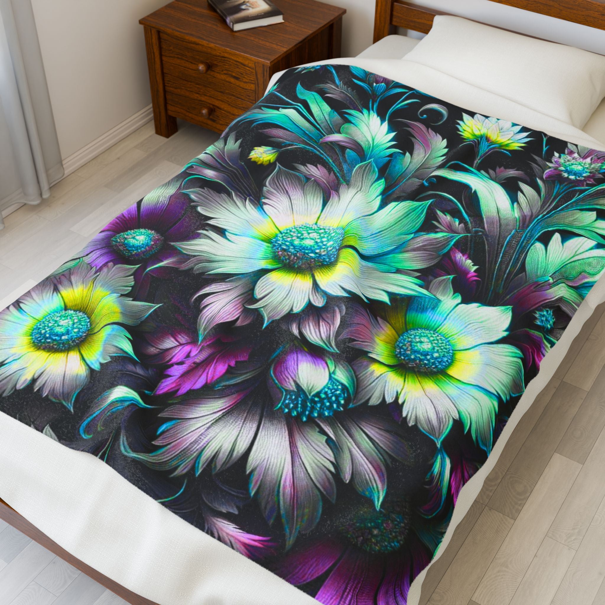 Floral Velvet Plush Blanket - Cozy Home Decor for Relaxation