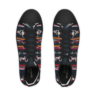 Men's High-Top Sneakers, Vivid Creations Designer Shoes Graphic Skull Design