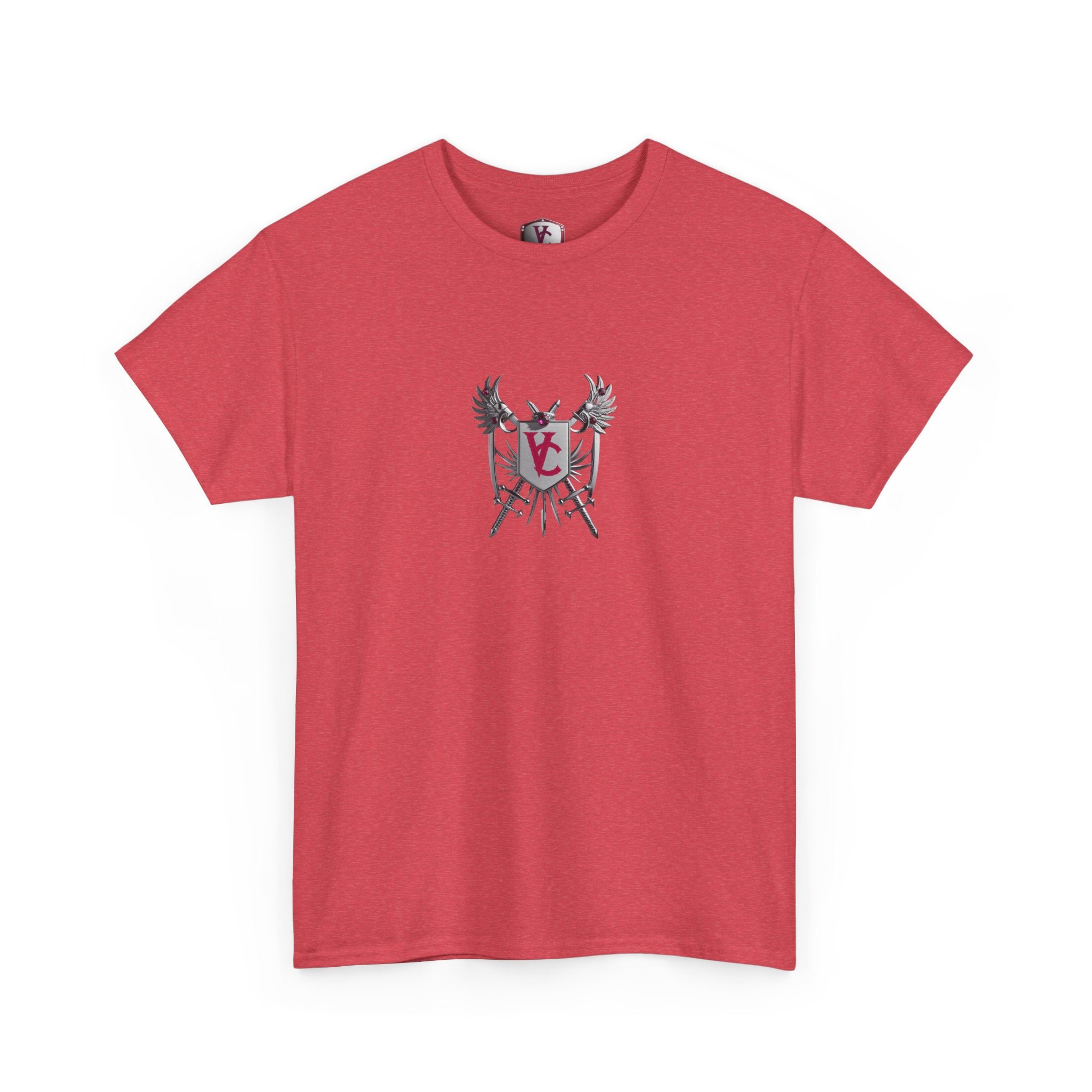 Unisex Heavy Cotton Tee with Shield Design - Bold Streetwear Style