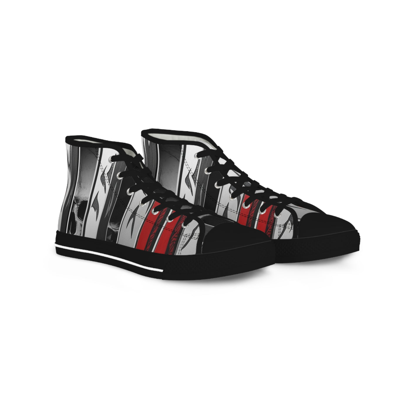 Men's High-Top Sneakers, Vivid Creations Designer Chuck's - Skull Design