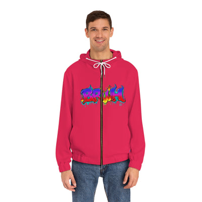 Men's Full-Zip Graphic Hoodie, Vivid Creations "BRUH" Hooded Sweatshirt