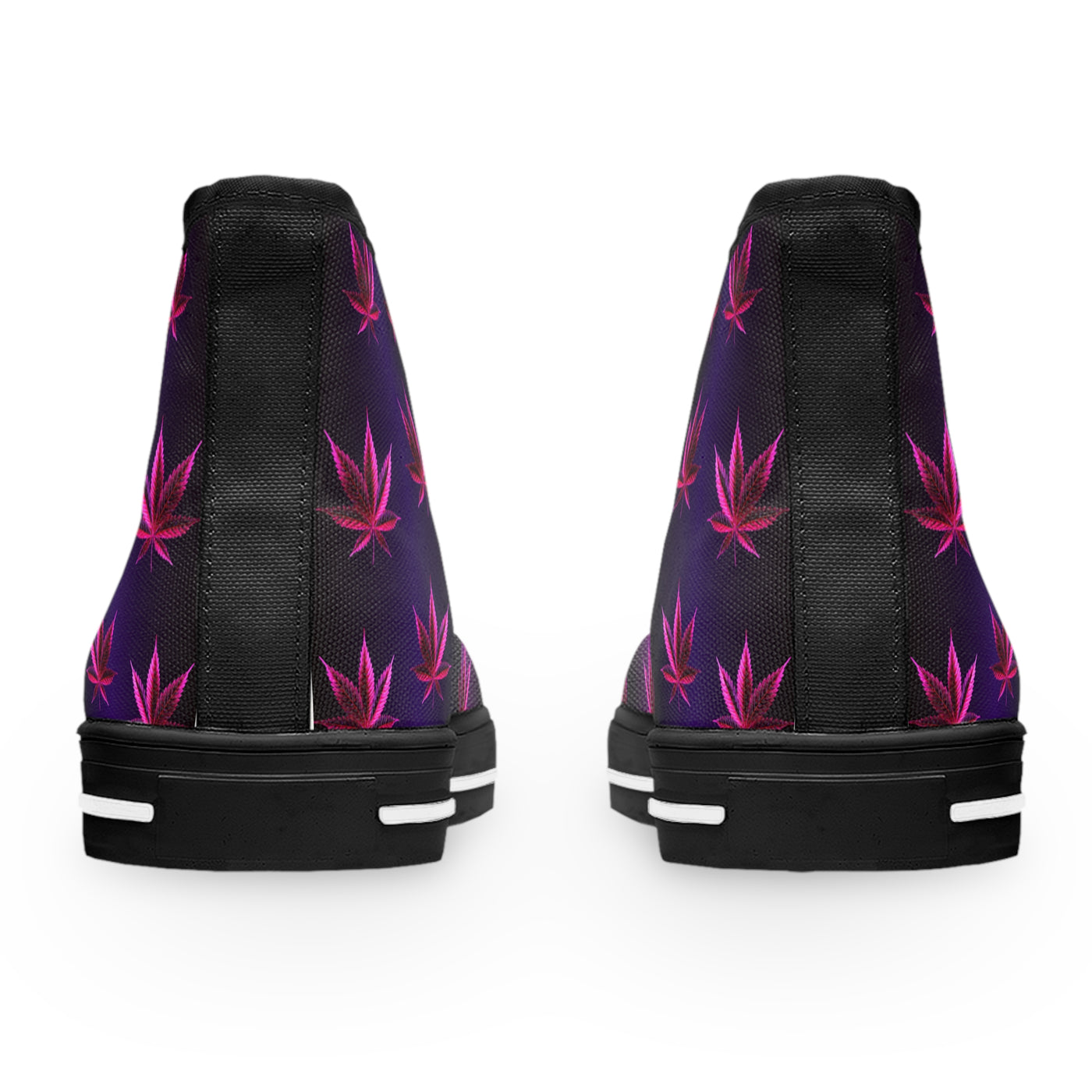 Trendy Women's High Top Sneakers with Purple Leaf Design