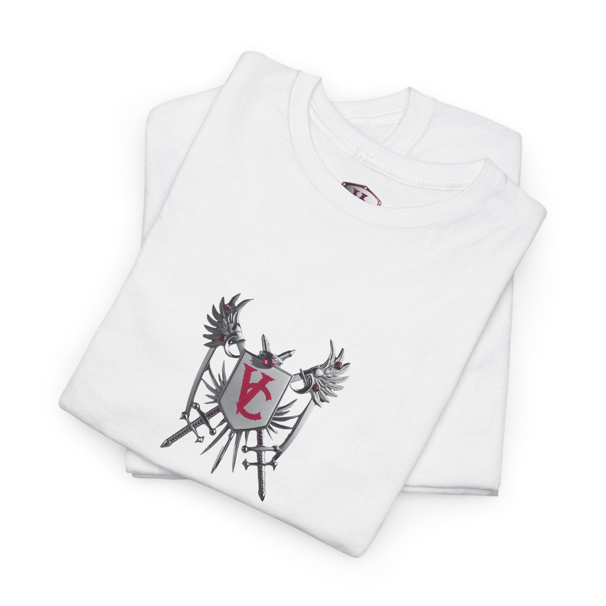 Unisex Heavy Cotton Tee with Shield Design - Bold Streetwear Style
