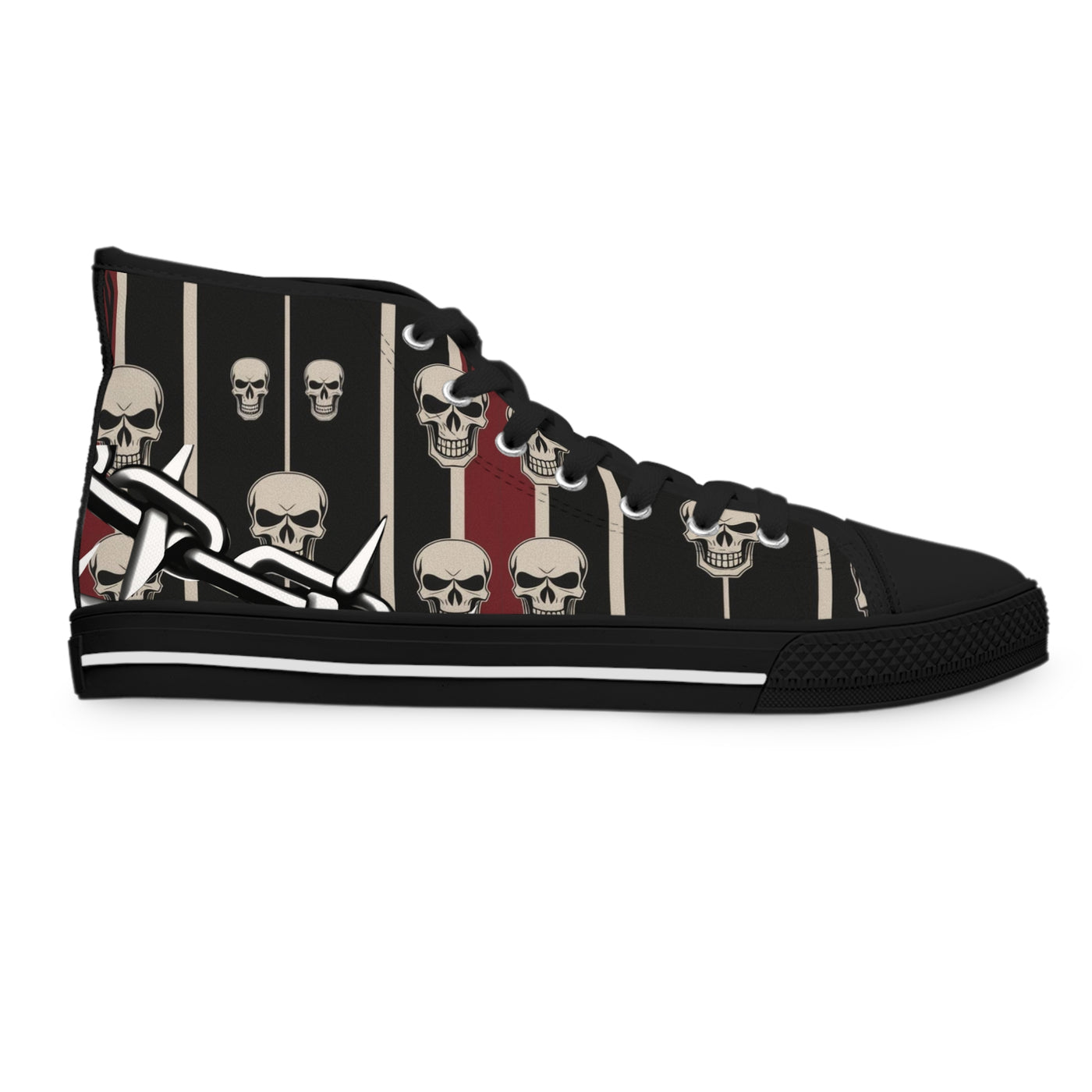 Women's High-Top Sneakers, Vivid Creations Designer Shoes Graphic Skull Design