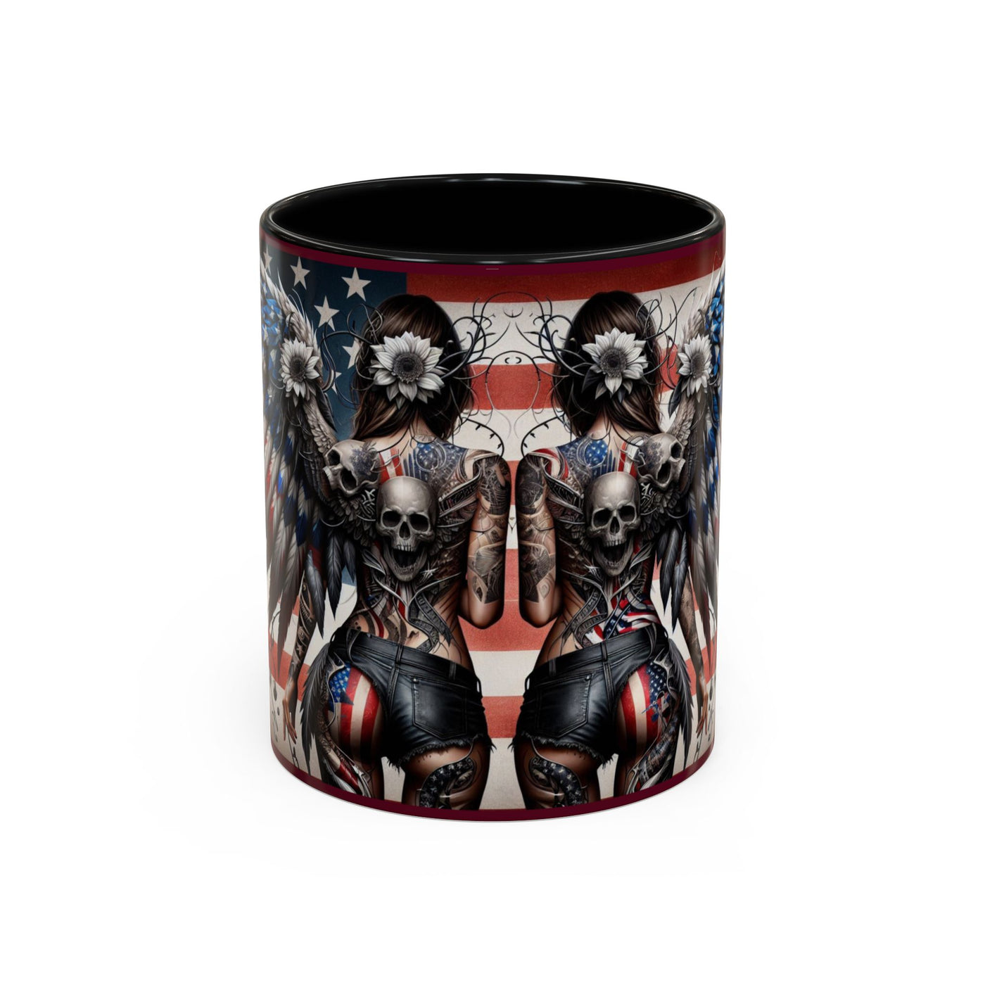 American Flag Coffee Mug (11, 15oz), W/ Winged Silhouettes