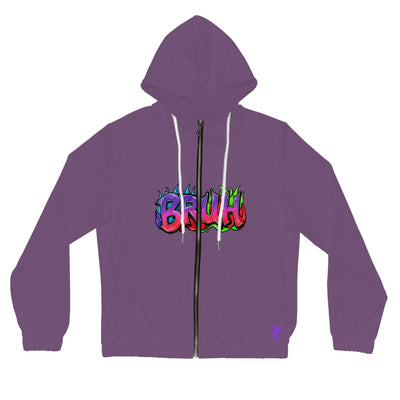 Women’s Full-Zip Graphic Hoodie, Vivid Creations "BRUH" Hooded Sweatshirt