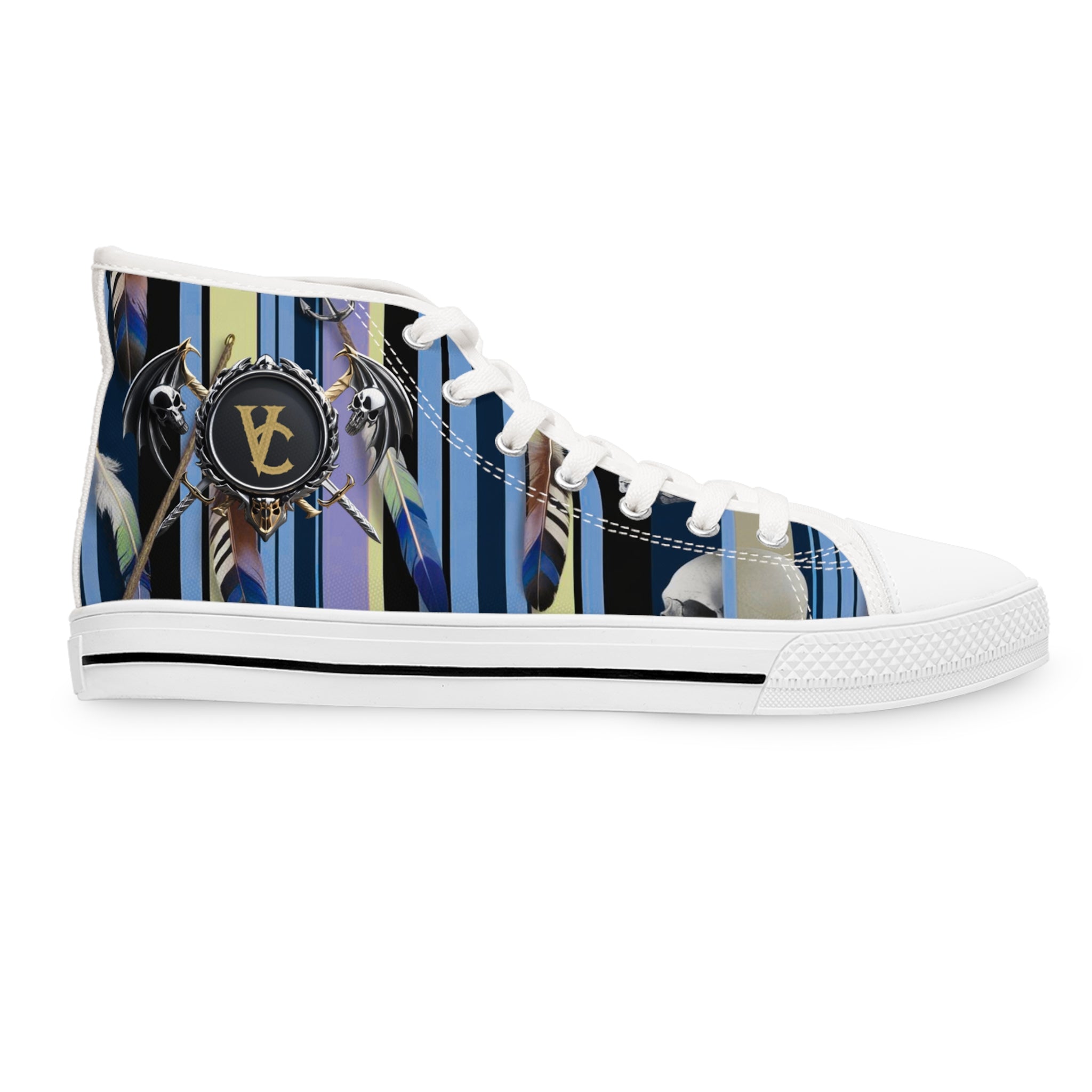 Stylish Women's High Top Sneakers with Artistic Stripes - Trendy Footwear for Fashion Lovers