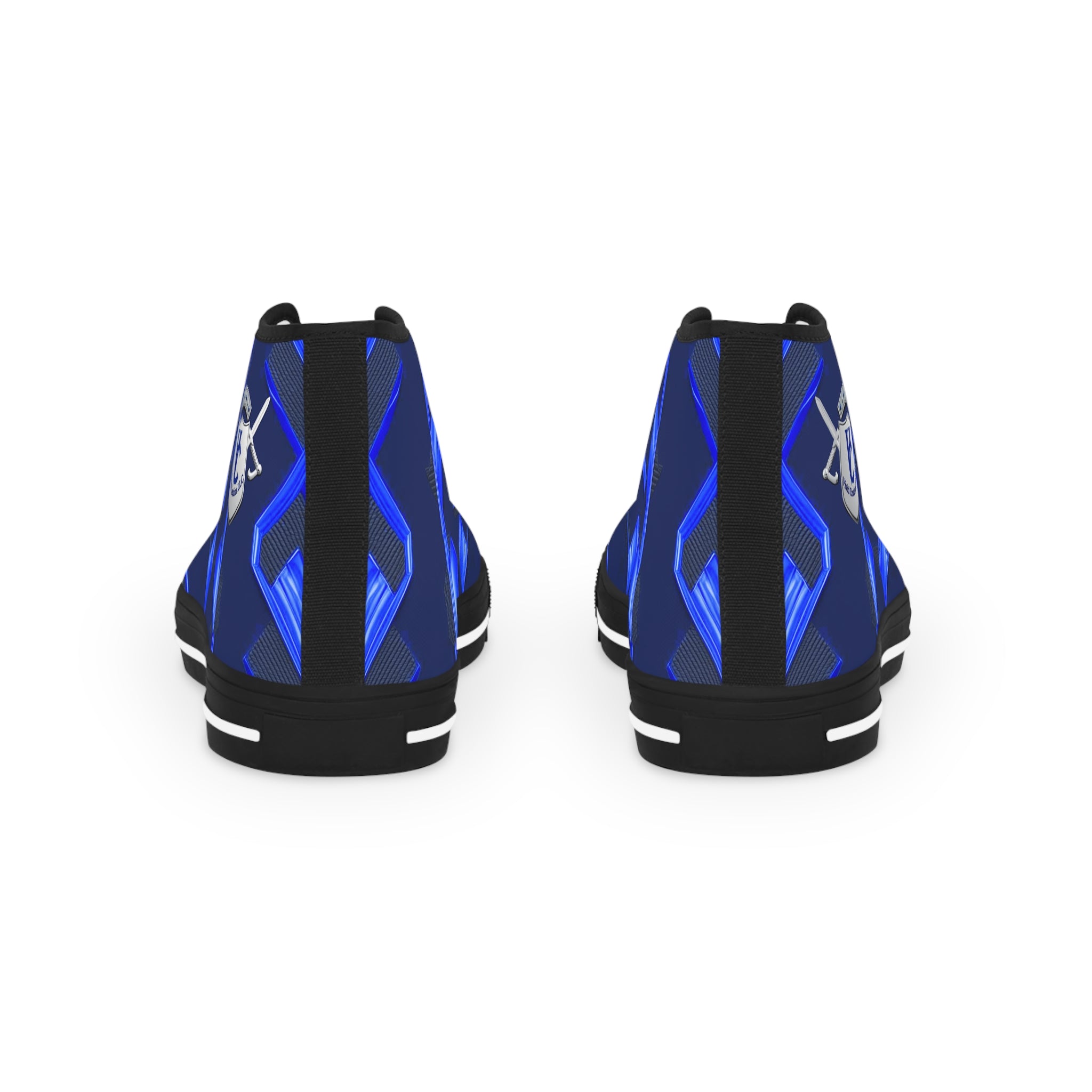 Stylish Men's High Top Sneakers with Blue Geometric Design