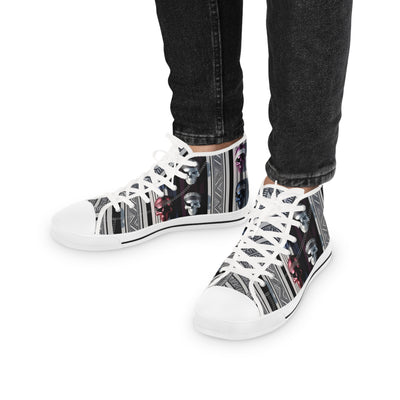 Men's High-Top Sneakers, Vivid Creations Designer Shoes Graphic Skull Design