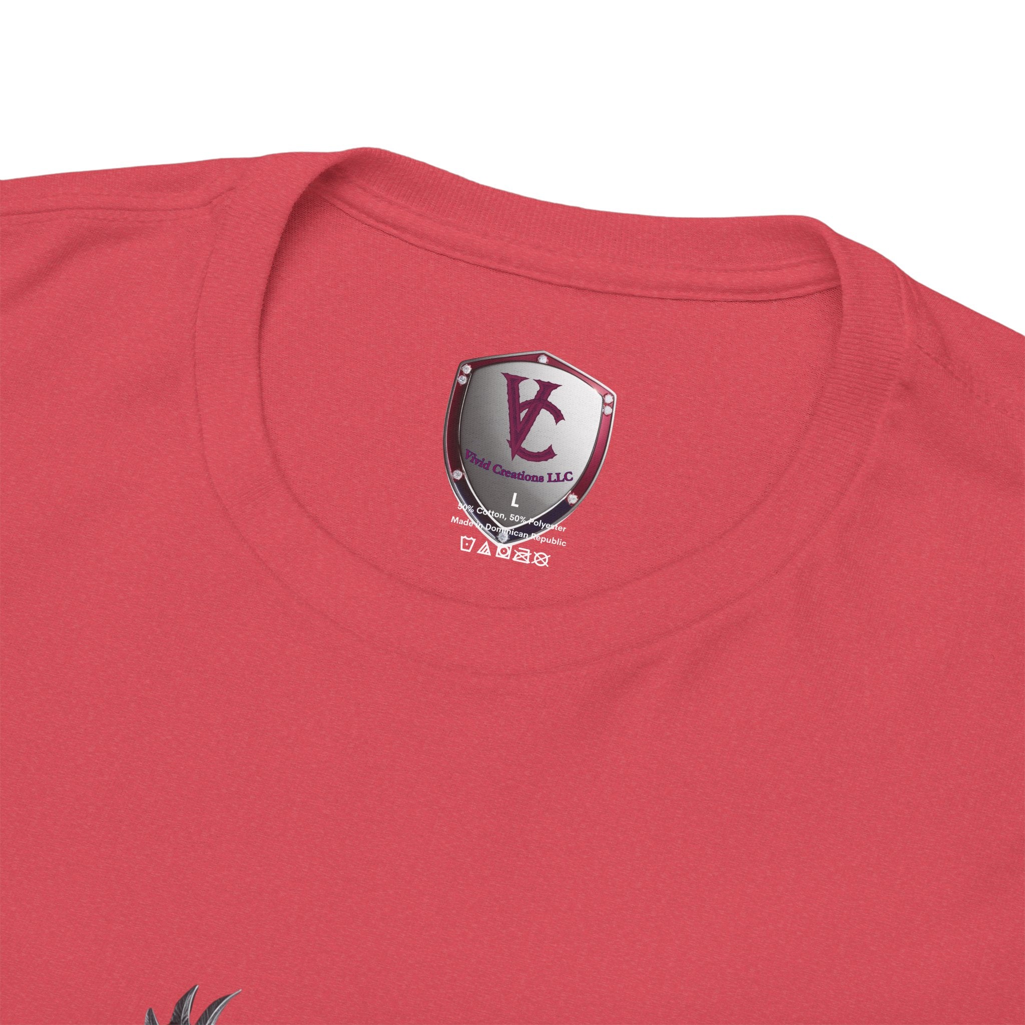 Unisex Heavy Cotton Tee with Shield Design - Bold Streetwear Style