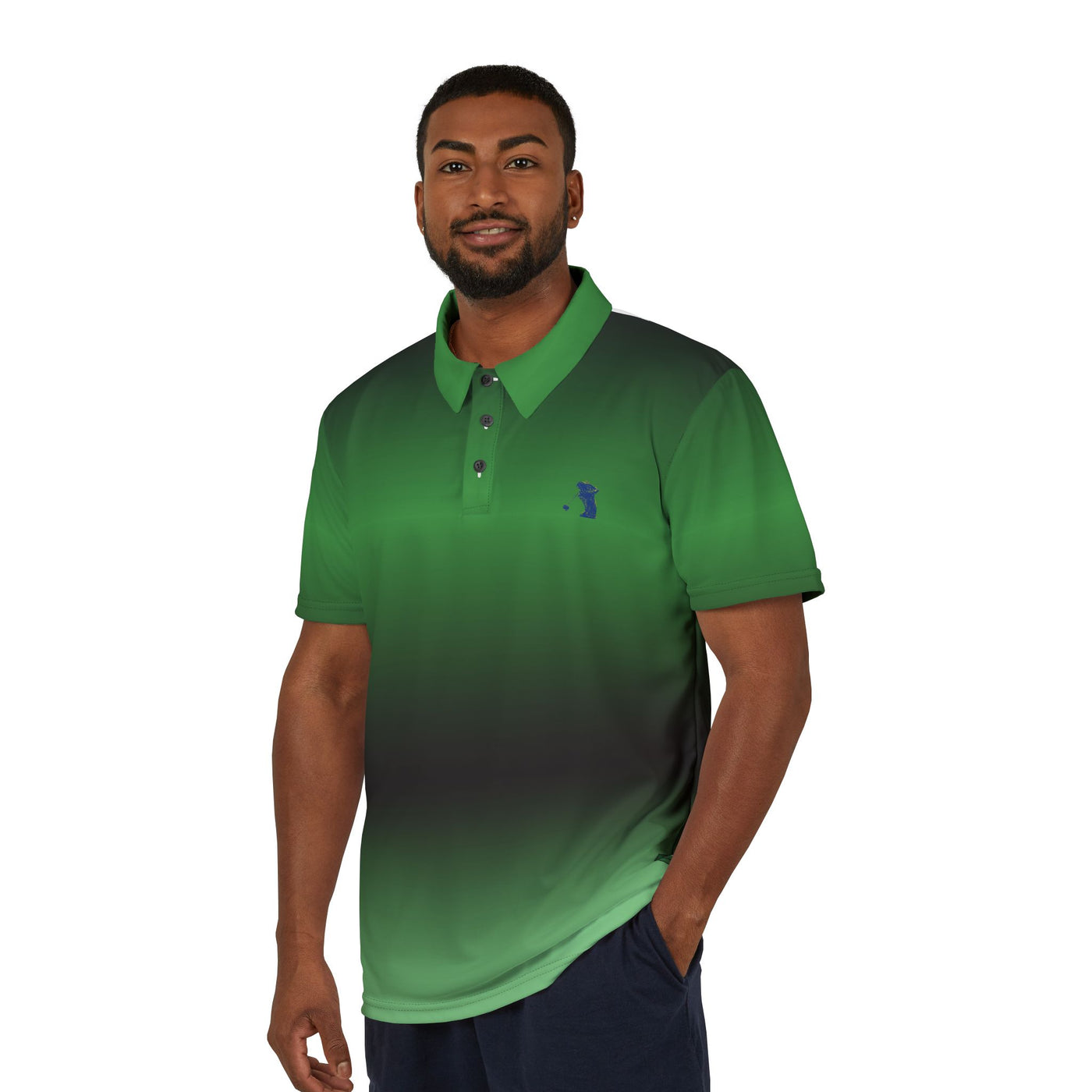 Men's Gradient Green Unisex Polo Golf Shirt - Stylish Casual Wear for Every Occasion