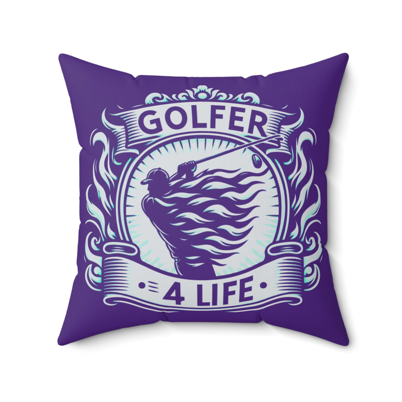 003, Faux Suede Square Golfer 4 Life Pillow, Great Golf Gift