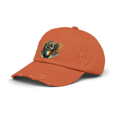 Distressed Golf Cap, Irish Flag Winged Dragon Head Golf Bag Design Hat