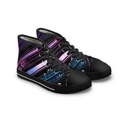 Women's High-Top Sneakers, Vivid Creations Designer Shoes Graphic Skull Design