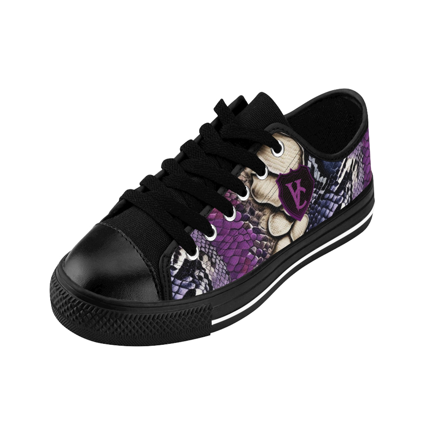 Vibrant Women’s Sneakers with Snake Print & Skull Design