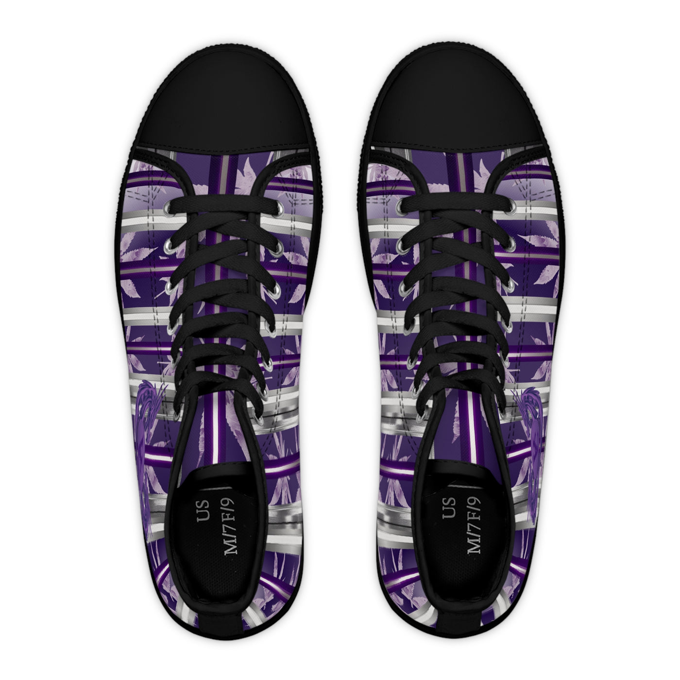 Trendy Women's High Top Sneakers with Elegant Purple Floral Design