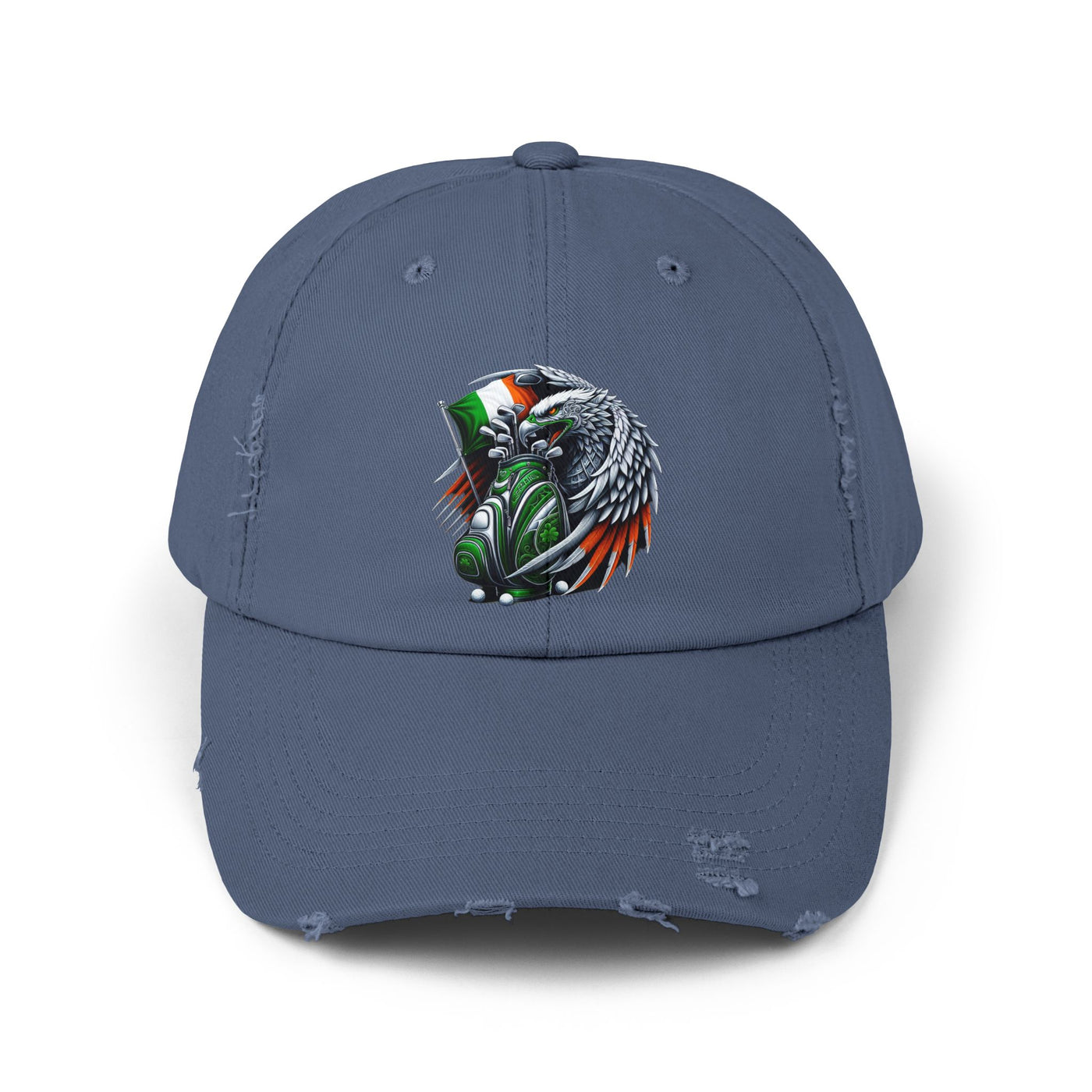 Distressed Golf Cap, Irish Flag Eagle Golf Bag Design Hat