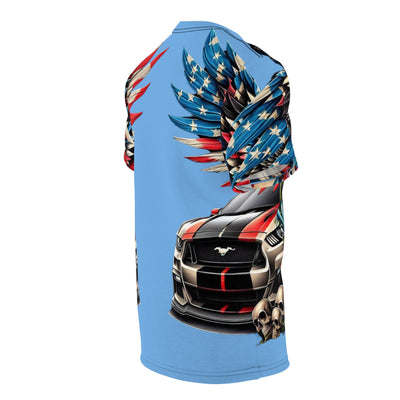 American Flag W/ Winged Female Silhouette & Mustang GT T-shirt