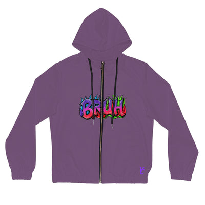 Women’s Full-Zip Graphic Hoodie, Vivid Creations "BRUH" Hooded Sweatshirt