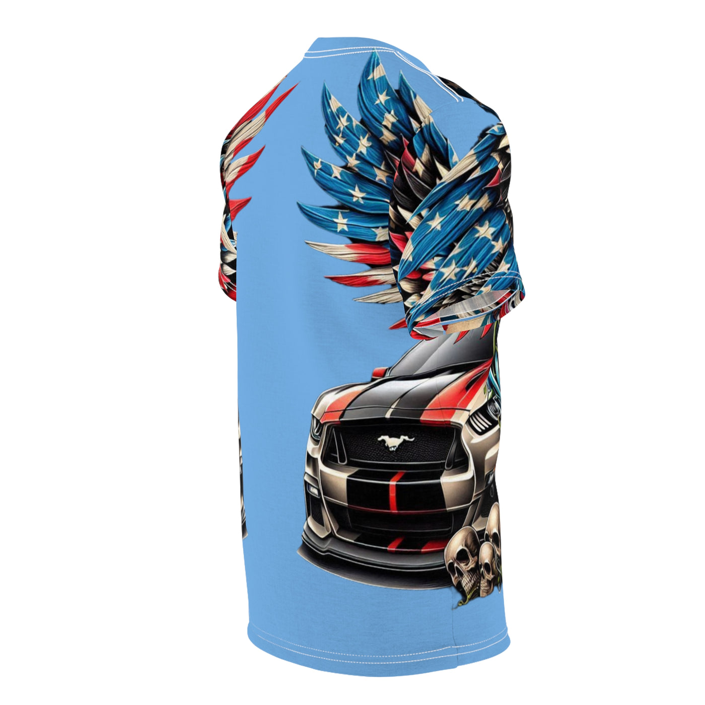 American Flag W/ Winged Female Silhouette & Mustang GT T-shirt