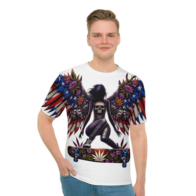 Skateboarding T-shirt with Winged Female Silhouette