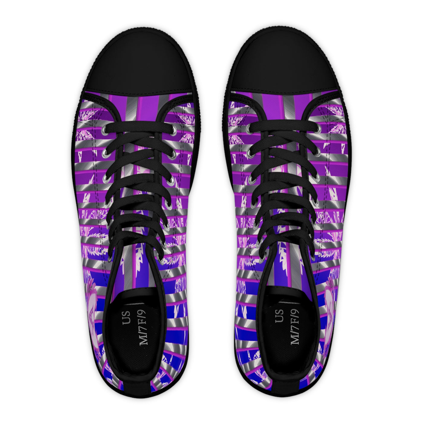 Women's V.C. High Top Sneakers - Stylish Purple Striped Design for Everyday Wear