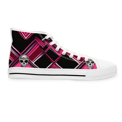 Women's High-Top Sneakers, Vivid Creations Designer Shoes Graphic Skull Design